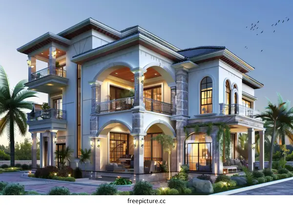 Large luxury house with pool and garden