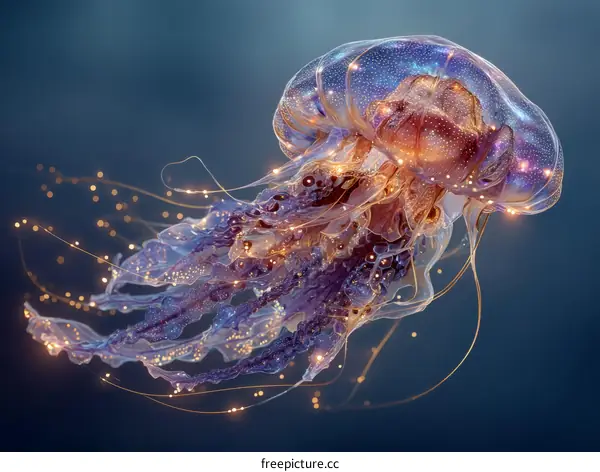 Digital Art of a Glowing Jellyfish