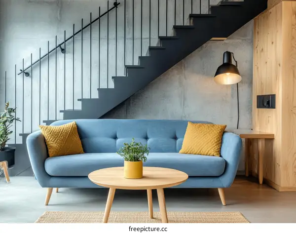 Modern Living Room with Stylish Stairs