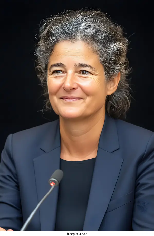 Portrait of a Smiling Woman with Grey Hair