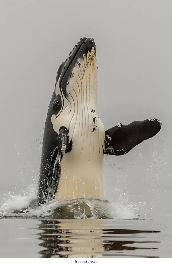 Humpback whale breaching the ocean surface