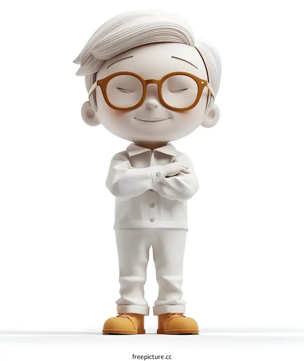 3D rendering of a cute cartoon boy