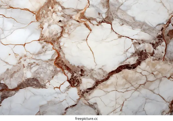 Elegant White Marble Texture with Brown Veins