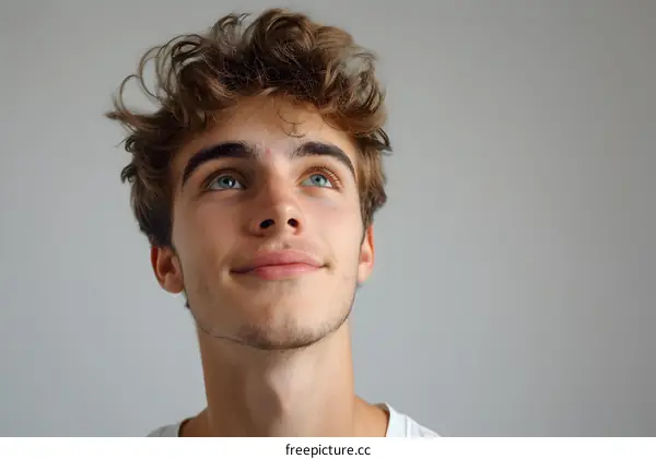 Portrait of a Young Man Looking Up