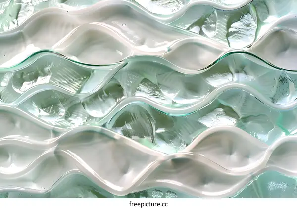 Abstract Wave Pattern Green and White Glass Background