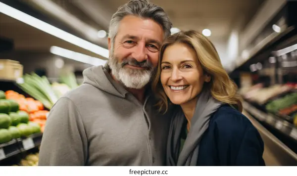 Happy Couple Grocery Shopping