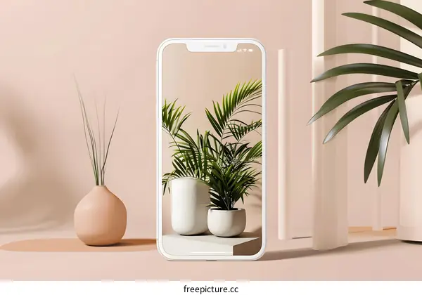 Minimalist Phone Screen with Plant Aesthetic
