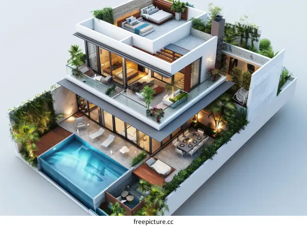 Perspective View of a Modern Smart Luxury Home