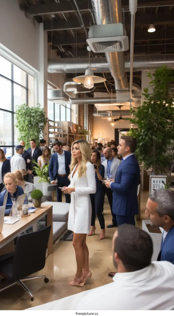People standing around in an office space