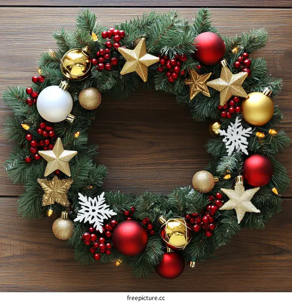 Christmas Wreath with Ornaments and Decorations