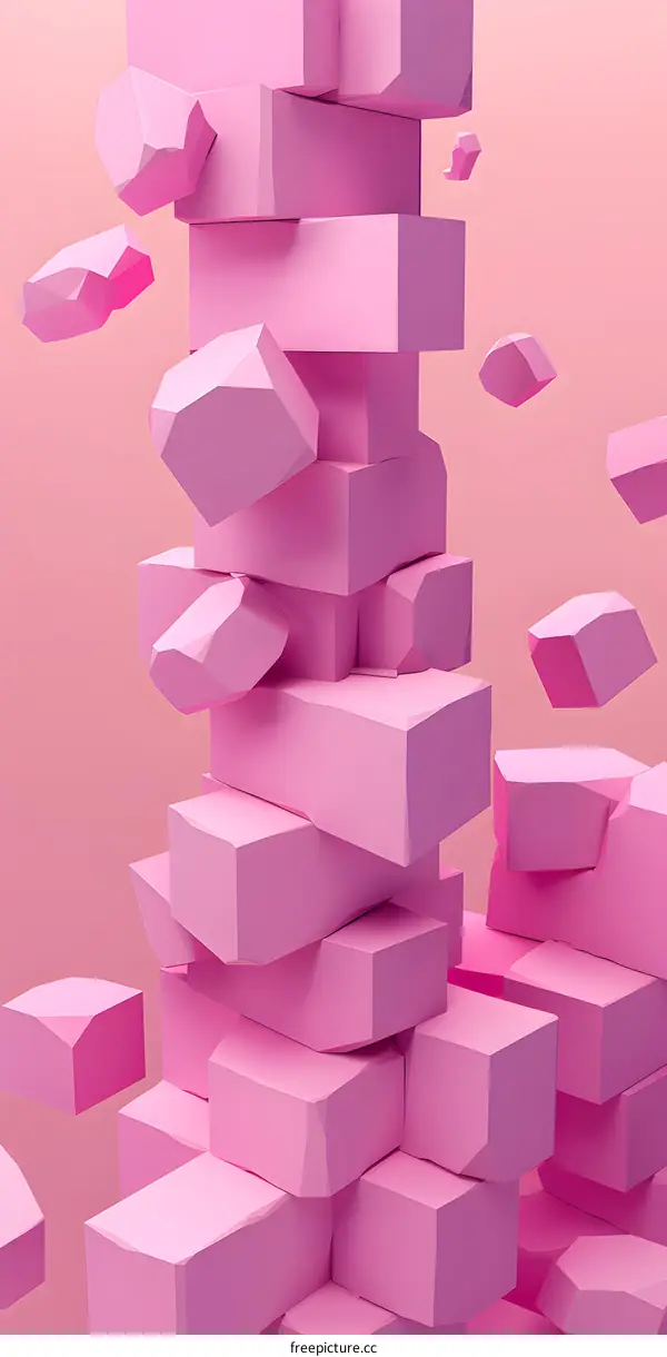 Abstract Pink 3D Geometric Shapes Rendered Background
