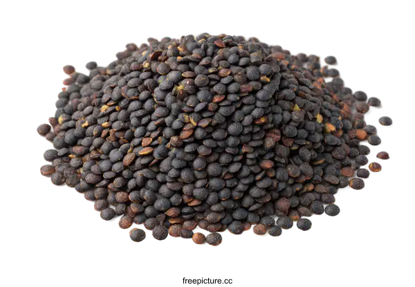 [Transparent Background PNG]Pile of Black Lentils Close-up