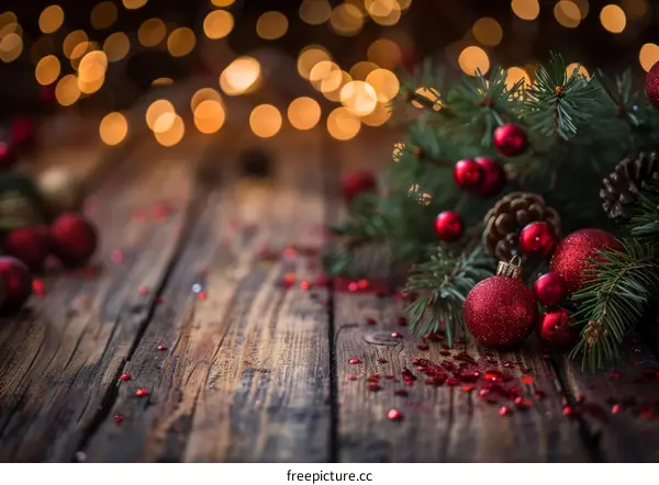 Christmas Still Life with Ornaments and Garland