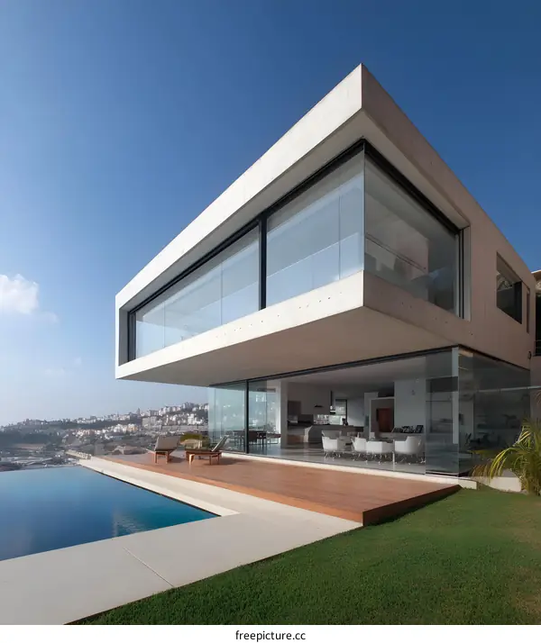 Modern House with Infinity Pool and City Views