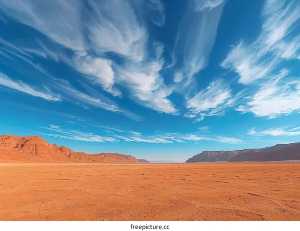 Spectacular Red Sand Dunes with Blue Sky and White Clouds