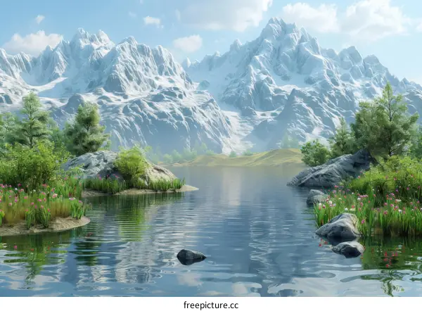 Tranquil Mountain Lake Panorama