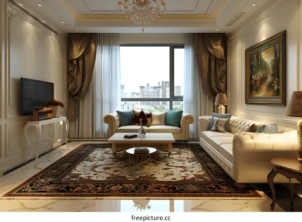 Modern Living Room Interior Design With Sofa And Coffee Table