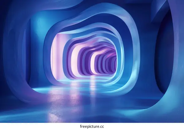 Abstract Blue and Purple Curved Tunnel Background
