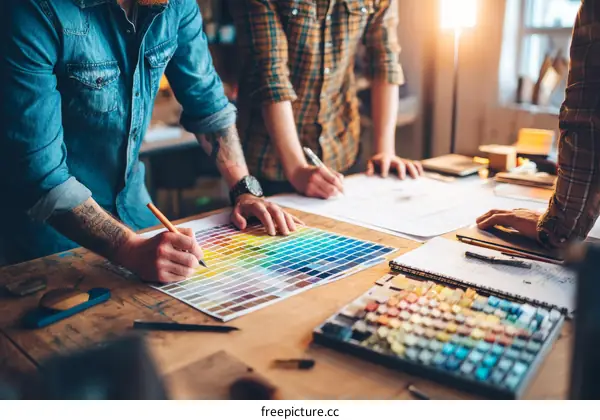 Creative Team Discussing Color Palette Design