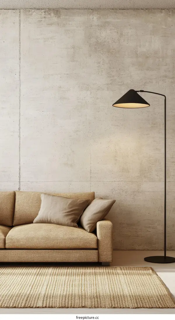 Modern Living Room Interior Design with Sofa and Floor Lamp