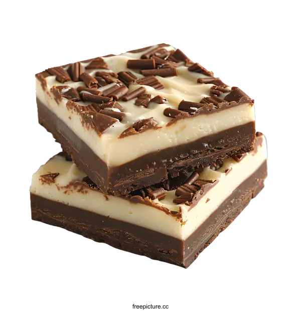 [Transparent Background PNG]Stacked Triple Chocolate Fudge Squares