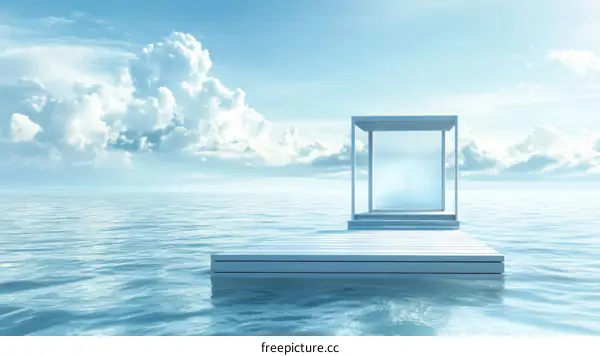 Calm Coastal Pavilion Scene Illustration