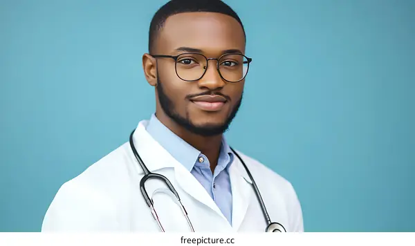 Professional Doctor Portrait Against a Blue Background