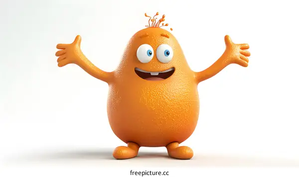 Cute 3D cartoon orange mascot character
