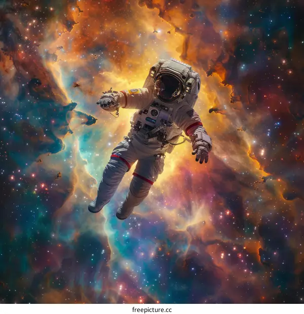 Astronaut in Spacesuit Explores the Vastness of Space