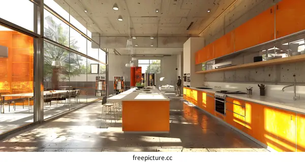 Modern Minimalist Orange Kitchen Interior Design