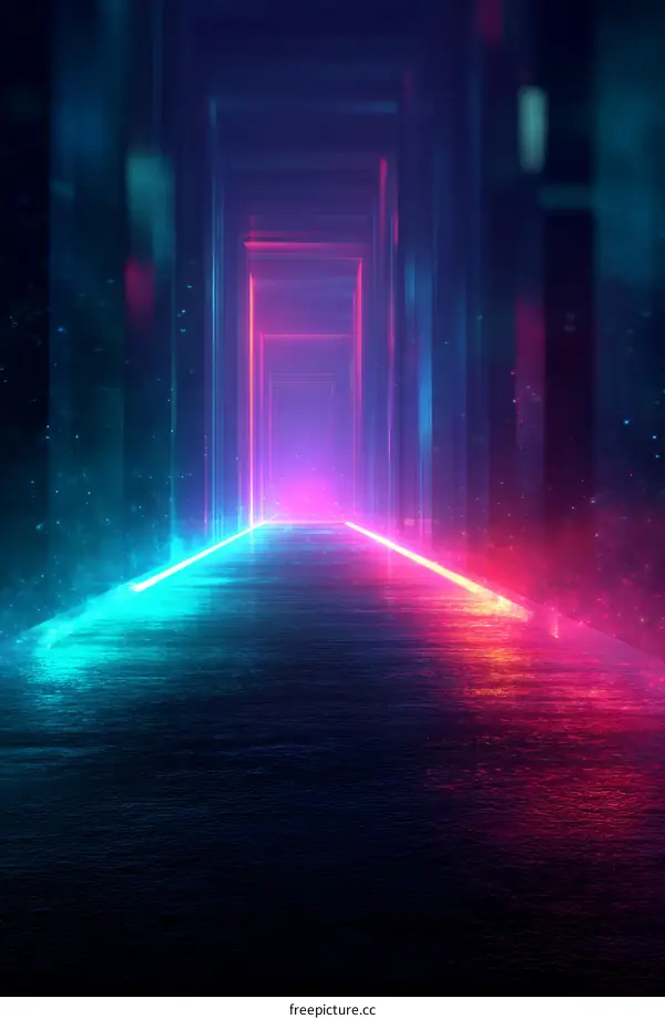 Neon Glow Tunnel Pathway Abstract Art