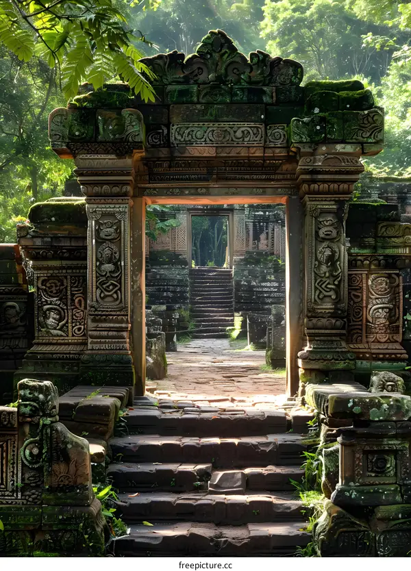 Ancient Stone Gate in the Jungle
