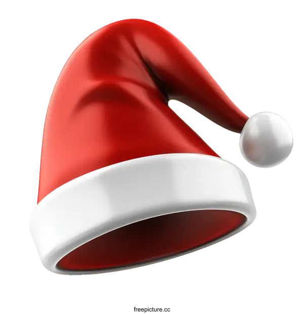[Transparent Background PNG]3D Rendered Santa Hat Illustration