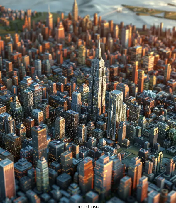 Miniature Model of New York City with Empire State Building