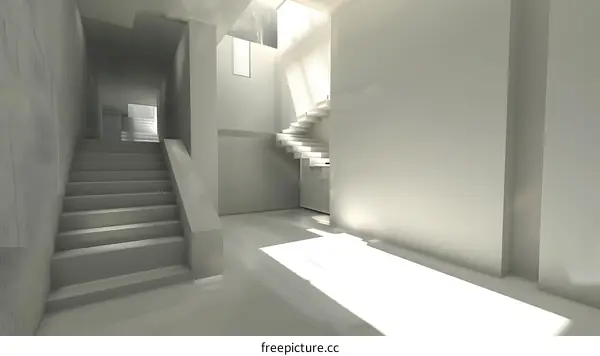 Modern Minimalist Staircase Design in White Interior