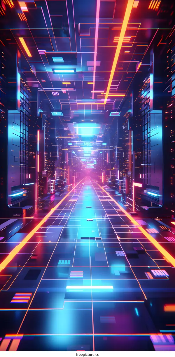 Neon Lights in a Futuristic Cityscape