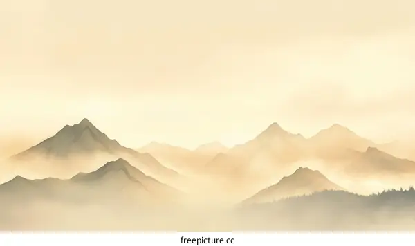 Misty Mountain Scenery Illustration