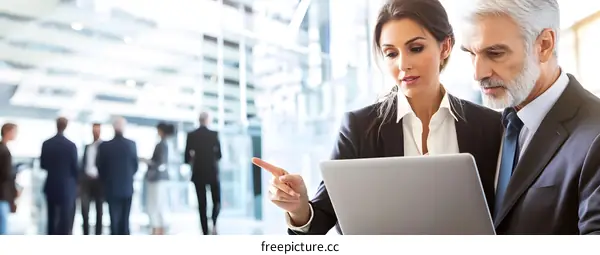 Business People Working on a Laptop in an Office