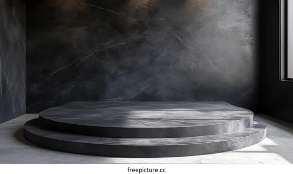 Modern Dark Grey Stone Product Display Platform