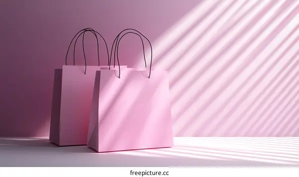 Pink Shopping Bags in a Minimalist Scene