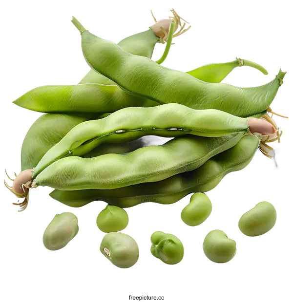 [Transparent Background PNG]Fresh Broad Beans on White Background