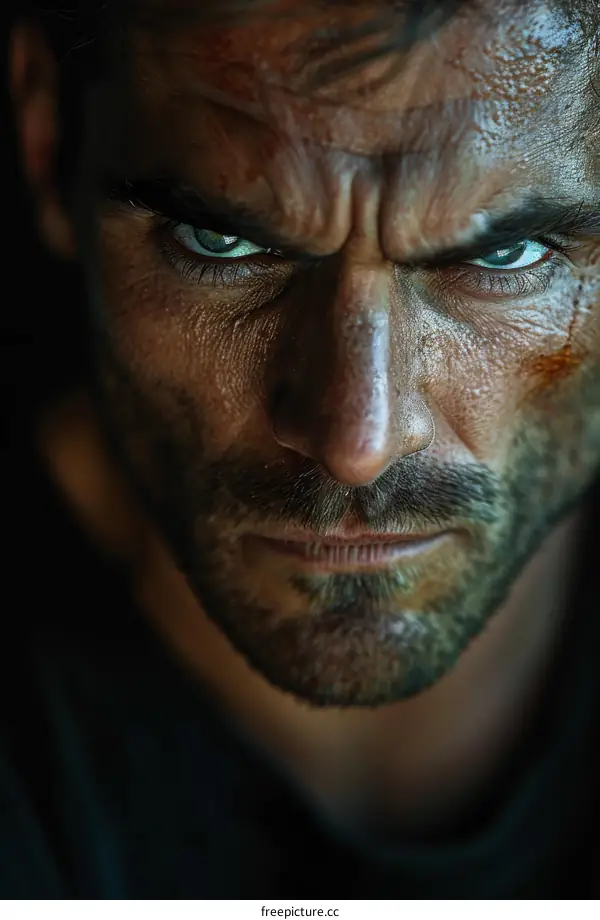 Close-up Portrait of a Serious Man