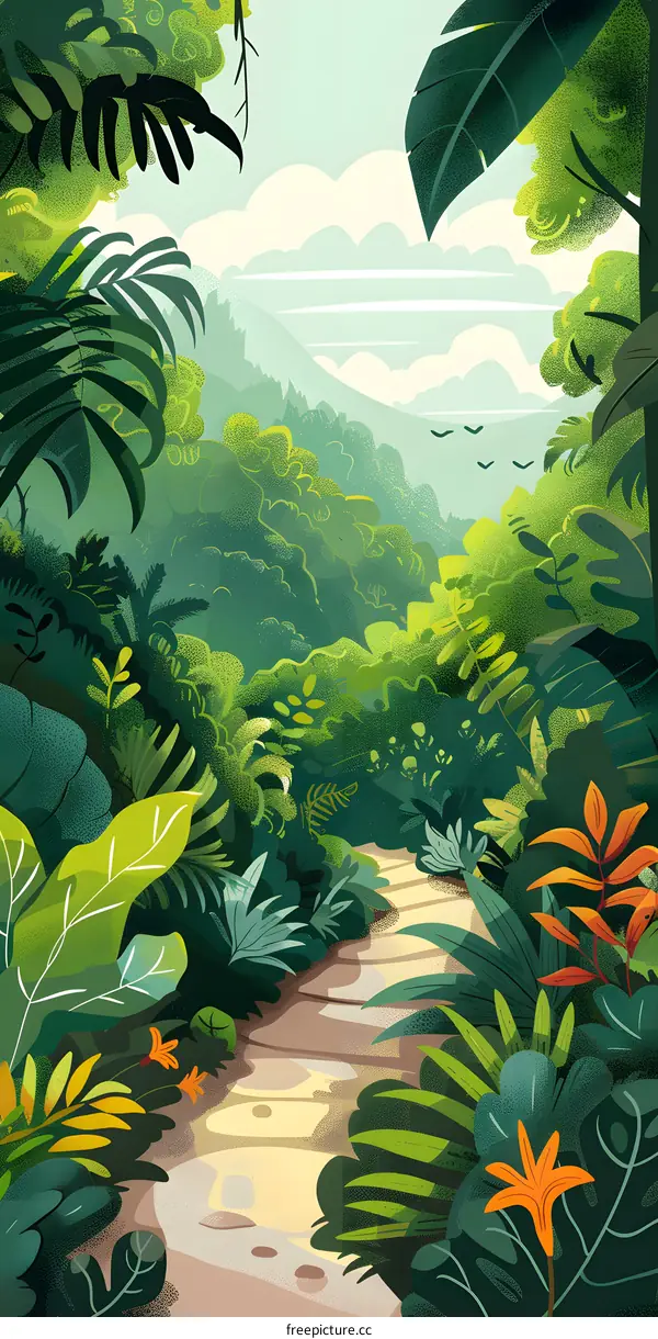 Green Foliage Pathway Illustration