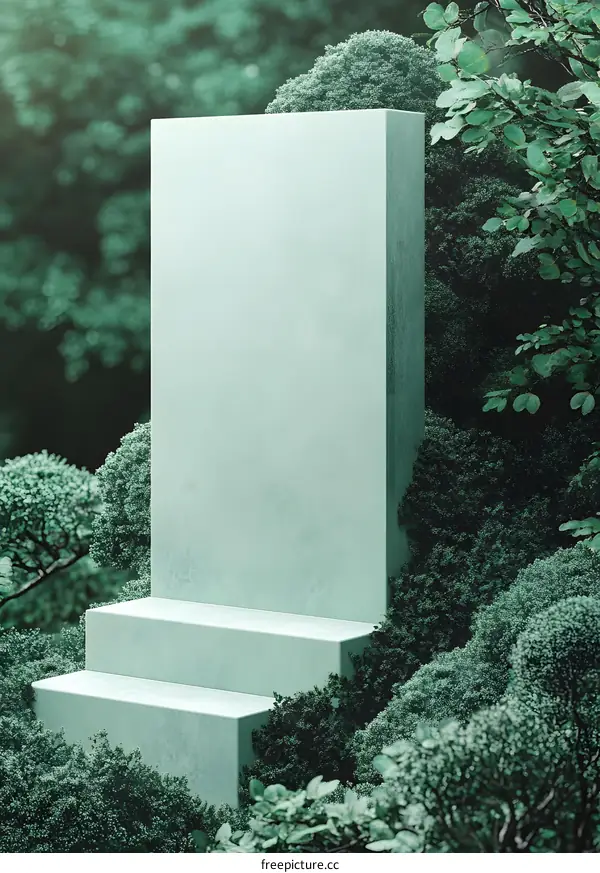 Green Platform In A Forest Setting