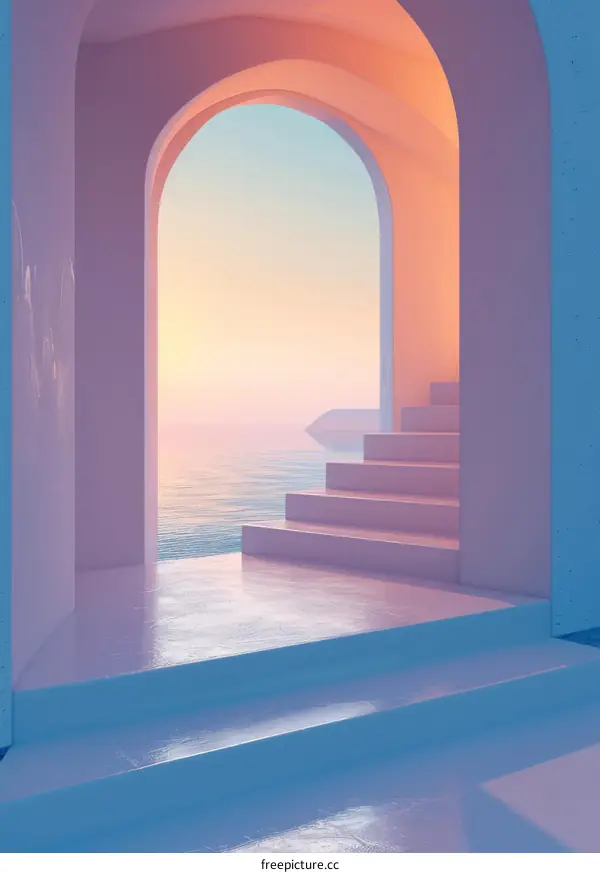 Minimalist Pink and Blue Staircase to Heaven
