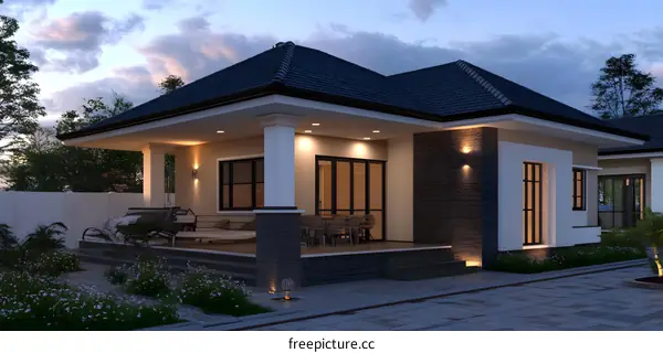 Modern House Design With A Large Porch