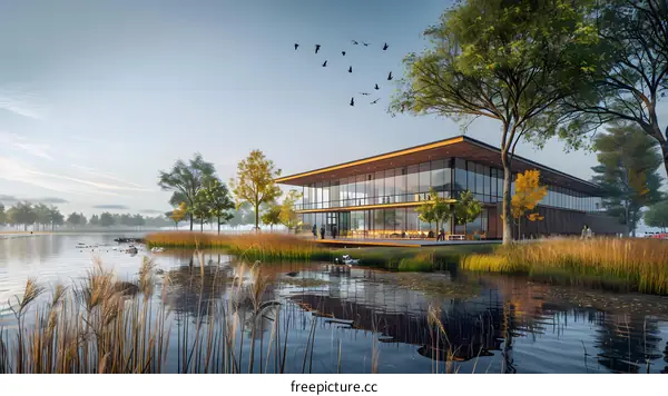 Modern Lakeside Office Building