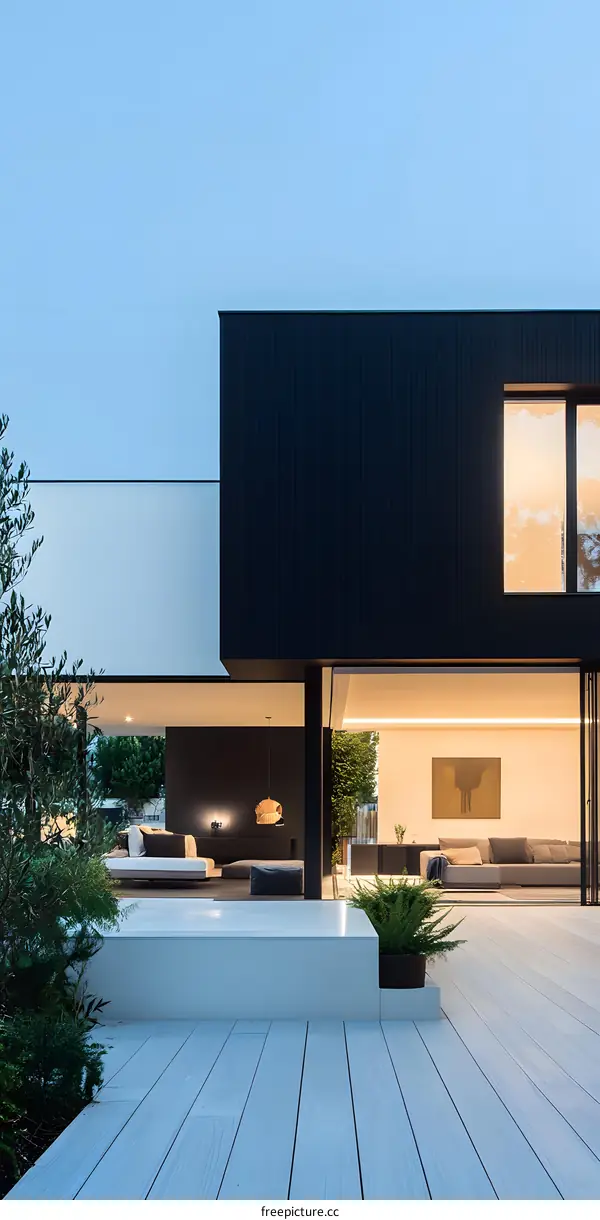Modern House Exterior With Black And White Walls
