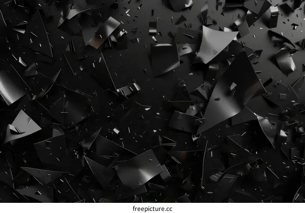 Black abstract 3D illustration with sharp edges and shapes