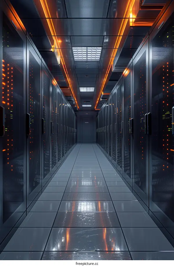 Modern Data Center Corridor with Server Racks